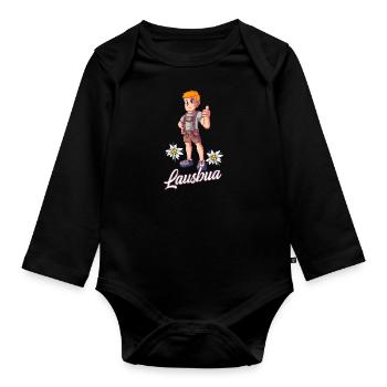Lausbua - Baby Bio-Langarm-Body - Schwarz - Vorne