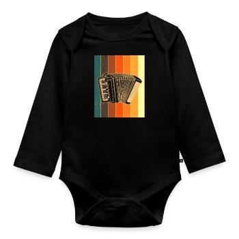 Akkordeon - Baby Bio-Langarm-Body - Schwarz - Vorne