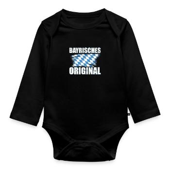 Bayrische Geschenke | Bayern Weißwurst München - Baby Bio-Langarm-Body - Schwarz - Vorne