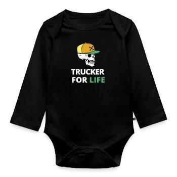 Trucker for life - Organic Longsleeve Baby Bodysuit - black - Front