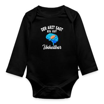 American Football Footballer Rugbyteam Outfit - Baby Bio-Langarm-Body - Schwarz - Vorne