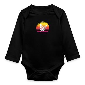 Vintage Retro Fee Sonnenuntergang - Baby Bio-Langarm-Body - Schwarz - Vorne