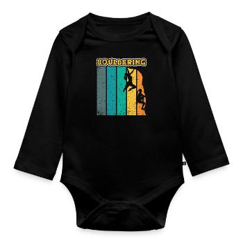 Bouldern Klettern Kletterer Boulderer Geschenk - Baby Bio-Langarm-Body - Schwarz - Vorne
