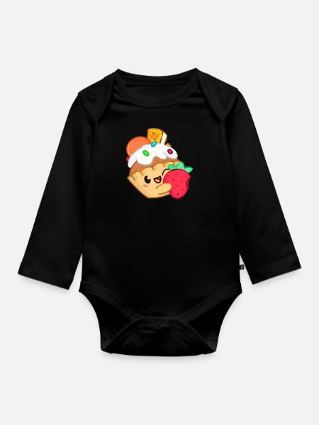 child cake - Organic Longsleeve Baby Bodysuit - black