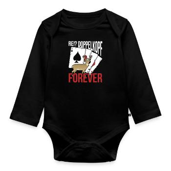 Doppelkopf Kartenspiel Schafkopf Doppelkopfspiel - Baby Bio-Langarm-Body - Schwarz - Vorne
