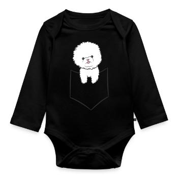 Bichon Frise Chien Dans Le Sac - Body Bébé bio manches longues - noir - Devant