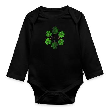 St.Patricks Day Trèfle shamrock Irlande - Body Bébé bio manches longues - noir - Devant