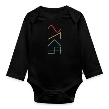 Vintage Analog Synthesizer Techno Waveform - Synth - Organic Longsleeve Baby Bodysuit - black - Front