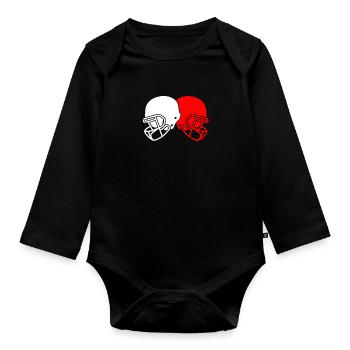 Roter und Weißer American Football Helm - Baby Bio-Langarm-Body - Schwarz - Vorne