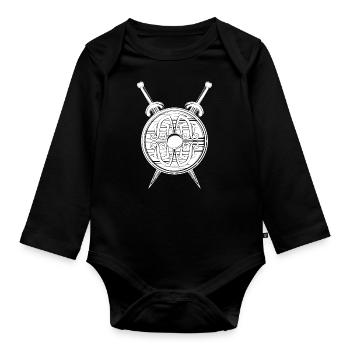Wikinger Schild Schwerter Berserker nordisch - Baby Bio-Langarm-Body - Schwarz - Vorne