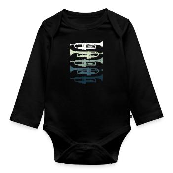 Trumpet Retro Jazz - Body Bébé bio manches longues - noir - Devant