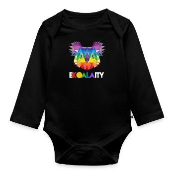Koala Rainbow Flag Gay Pride - Baby Bio-Langarm-Body - Schwarz - Vorne