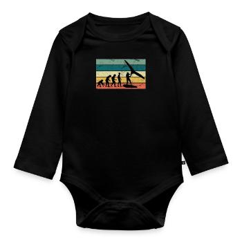 Wing Foil Evolution Gift Monkey Human Foiler - Organic Longsleeve Baby Bodysuit - black - Front