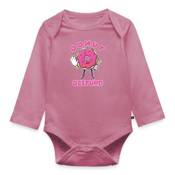 Funny Donut Disturb - Candy And Sweets Lover - - Organic Longsleeve Baby Bodysuit - mauve - Front