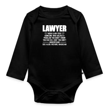 Lawyer Magician | Lawyer Law Student Gift - Organic Longsleeve Baby Bodysuit - black - Front