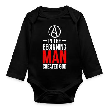 Retro Atheist Anti Relegion Vintage Agnostic - Organic Longsleeve Baby Bodysuit - black - Front