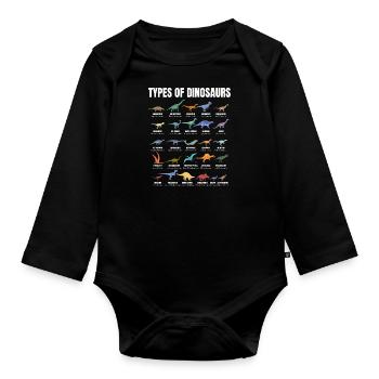 Types Of Dinosaurs Dino Identification - Cute - Body Bébé bio manches longues - noir - Devant