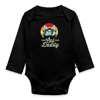 Cat Daddy retro - Body Bébé bio manches longues - noir - Devant