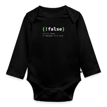 Programmer Developer IT Gift Nerd Geek - Organic Longsleeve Baby Bodysuit - black - Front