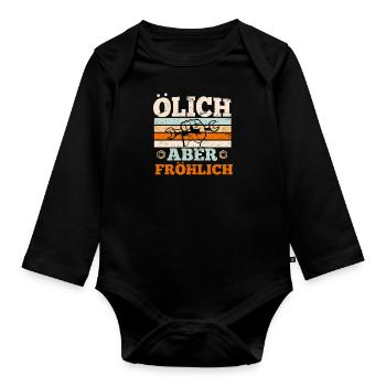 Werkstatt Öl Ölich aber fröhlich Schmierfett - Baby Bio-Langarm-Body - Schwarz - Vorne