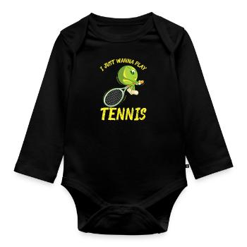 Jeu de tennis amusant Balle de tennis enfants - Body Bébé bio manches longues - noir - Devant