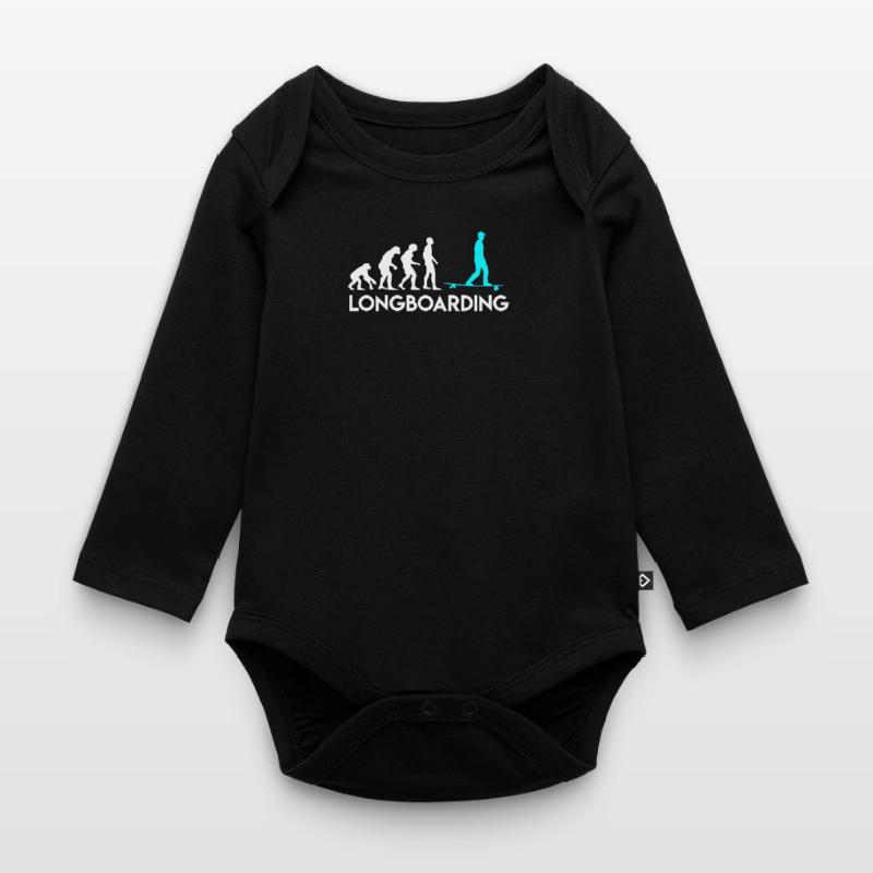 Monkey Human Longboarder Evolution Evolution Organic Longsleeve Baby Bodysuit