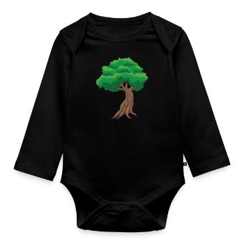 Bonsai Baum - Baby Bio-Langarm-Body - Schwarz - Vorne