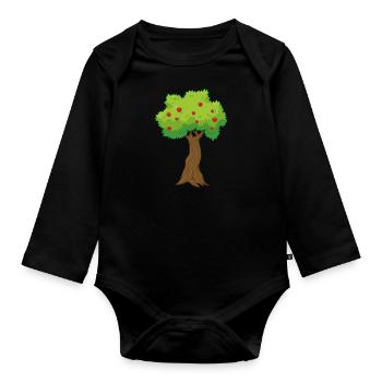 apple tree - Organic Longsleeve Baby Bodysuit - black - Front