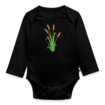 Weizen - Baby Bio-Langarm-Body - Schwarz - Vorne