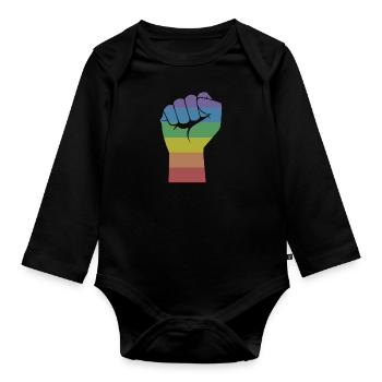 Gay Pride LGBT Pride Gay Cadeau Arc-en-ciel - Body Bébé bio manches longues - noir - Devant