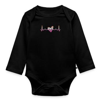 Lesbischer Herzschlag Herzfrequenz Lesbian Pride - Baby Bio-Langarm-Body - Schwarz - Vorne