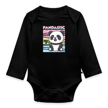 Panda Spruch Pandastic Pansexuell Geschenk - Baby Bio-Langarm-Body - Schwarz - Vorne