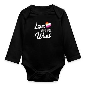 Lesbien Sort Love who you want Lesbian Pride - Body Bébé bio manches longues - noir - Devant