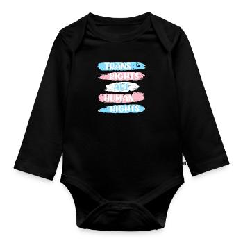 Transgender saying Trans Rights are Human Rights - Organic Longsleeve Baby Bodysuit - black - Front