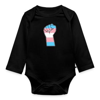 Drapeau transgenre Transsexuel Faust Trans Pride - Body Bébé bio manches longues - noir - Devant