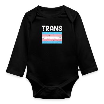 Transgenre Drapeau LGBT Transsexuel - Body Bébé bio manches longues - noir - Devant