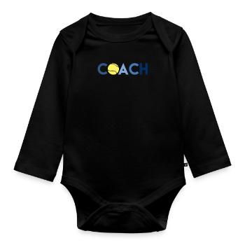 Tennis Coach Tennis Coach Lettering Tennis Ball - Organic Longsleeve Baby Bodysuit - black - Front