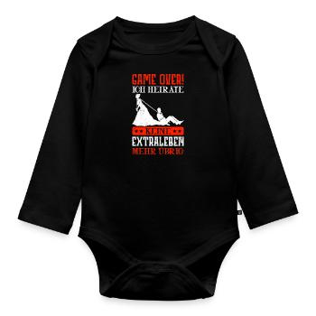 Lustiger Bräutigam Spruch Game Over Hochzeit - Baby Bio-Langarm-Body - Schwarz - Vorne