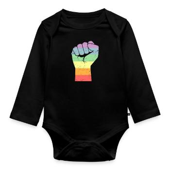 LGBT Pride Gay cadeau Gay Arc-en-ciel - Body Bébé bio manches longues - noir - Devant