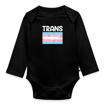 Trans Flagge Regenbogen LGBT Pride Transsexuell - Baby Bio-Langarm-Body - Schwarz - Vorne