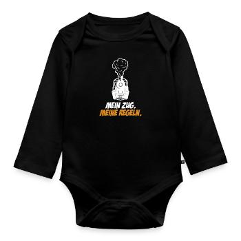 Mein Zug meine Regeln Eisenbahn Bahn Zug - Baby Bio-Langarm-Body - Schwarz - Vorne