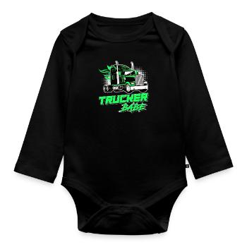 Lastwagen Fahrerin LKW-Fahrerin Trucker Frauen - Baby Bio-Langarm-Body - Schwarz - Vorne