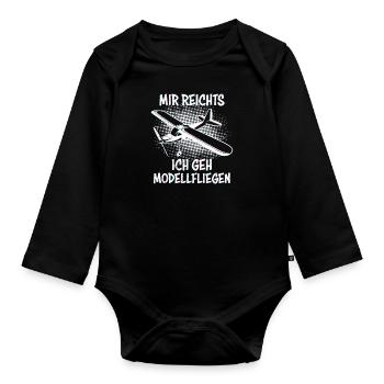 Mir reichts ich geh Modellfliegen Modellflugzeug - Baby Bio-Langarm-Body - Schwarz - Vorne