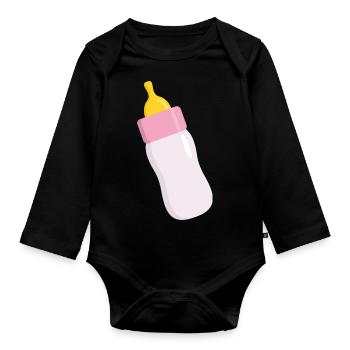 Biberon - Body Bébé bio manches longues - noir - Devant
