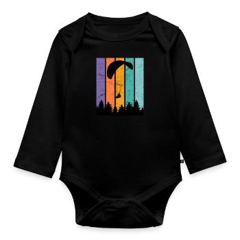 Gleitschirmpilot Paraglider Gleitschirmflieger - Baby Bio-Langarm-Body - Schwarz - Vorne