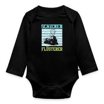 Modelleisenbahn Modellbauer Spruch Gleise - Baby Bio-Langarm-Body - Schwarz - Vorne