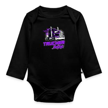 LKW-Fahrerin Trucker Babe Spruch LKW Truck - Baby Bio-Langarm-Body - Schwarz - Vorne