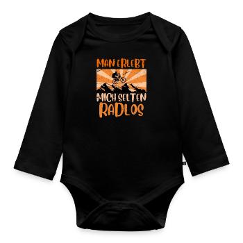 Mountainbike Geschenk MTB Spruch selten radlos - Baby Bio-Langarm-Body - Schwarz - Vorne