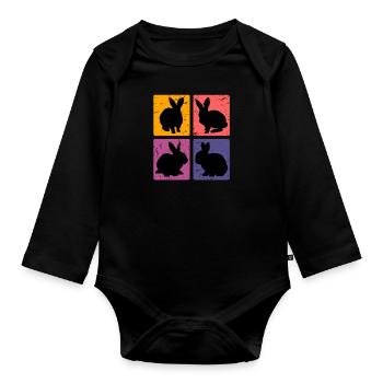 Vintage Rabbit Rabbit Rodent Gift - Organic Longsleeve Baby Bodysuit - black - Front