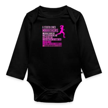 Lustiger Marathon Spruch Läuferin Frauen Geschenk - Baby Bio-Langarm-Body - Schwarz - Vorne